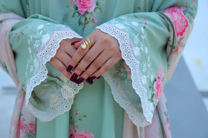 Mint Bloom — Printed & Embroidered Lawn 3-Piece Suit